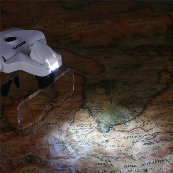 LED Head Magnifier,Rechargeable Hands Free Headband Magnifying Glasses with 2Led - Picture 3 of 6